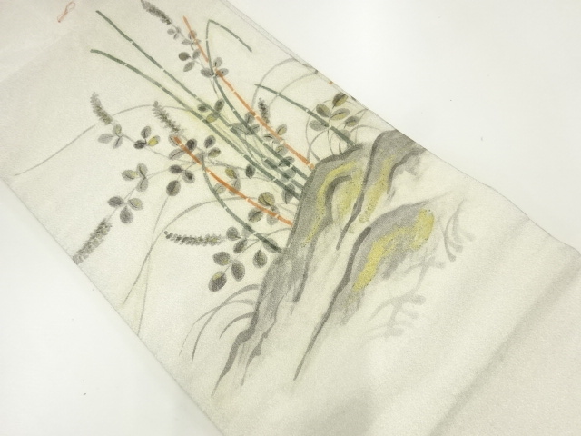 木賊に萩模様名古屋帯